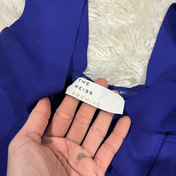 Reiss Womens Blue Archive Jamie Knitted V Neck Sleeveless A Line Dress Size 6 - Picture 6 of 16
